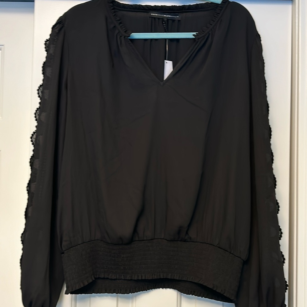 WHBM Long Sleeve Embroidered Blouse